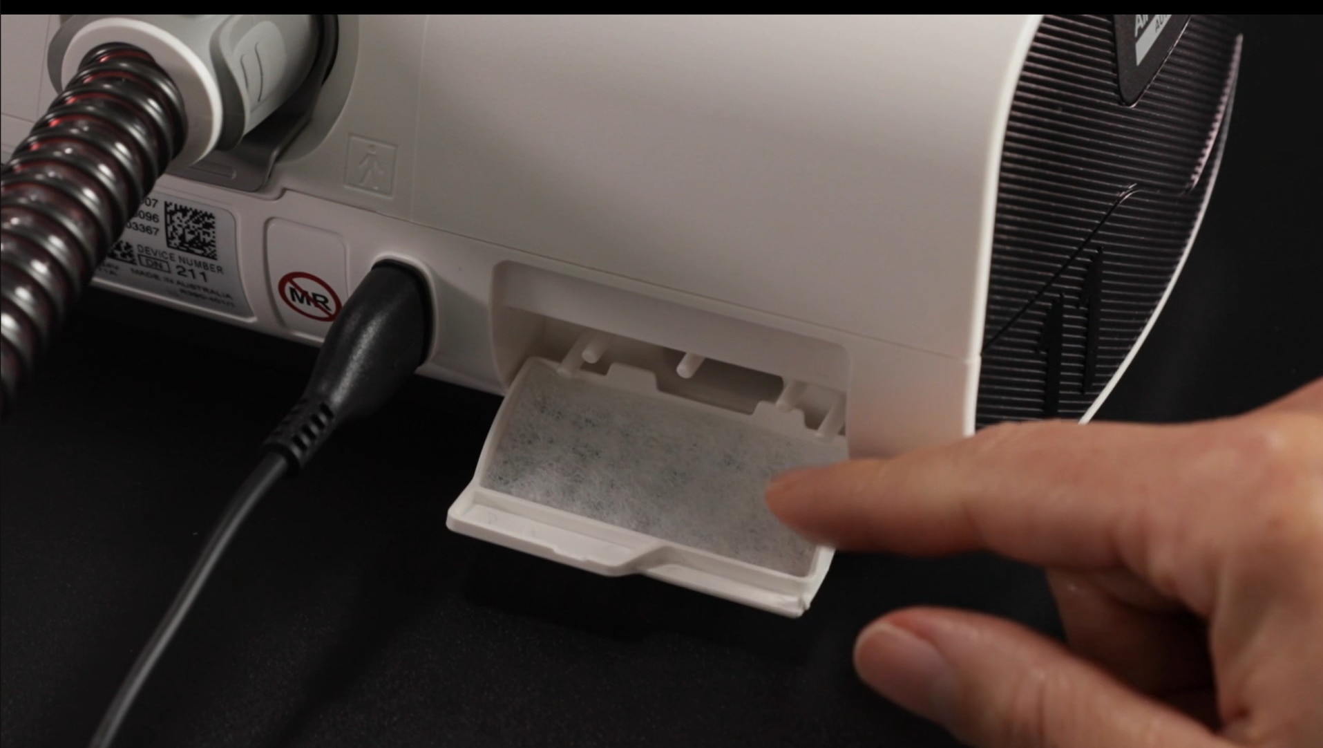  Replacing a CPAP filter to help reduce exposure to pollen and dust