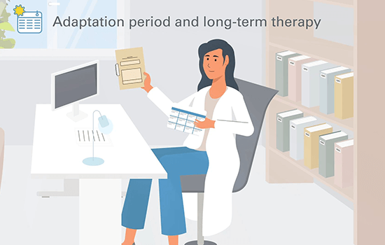 Adjusting settings during the adaptation period and long term therapy illustration