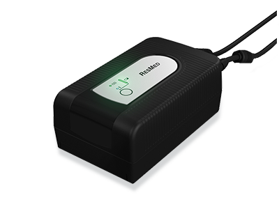 A cut-out of the Astral external battery from ResMed.
